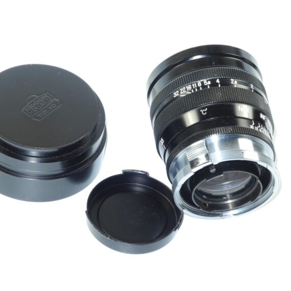 Nikon 8,5cm f1,5 Nikkor-S-C Black Rangefinder "C"lens with hood,caps & finder,case Nice Mint- /sold