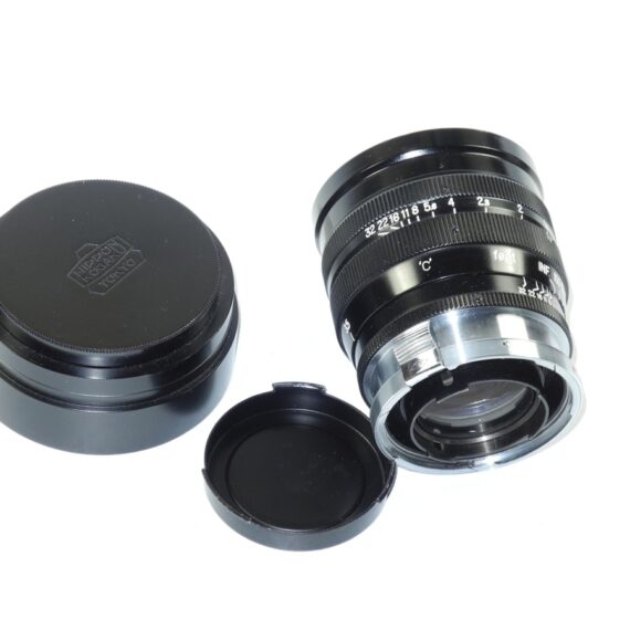Nikon 8,5cm f1,5 Nikkor-S-C Black Rangefinder "C"lens with hood,caps & finder,case Nice Mint- /sold