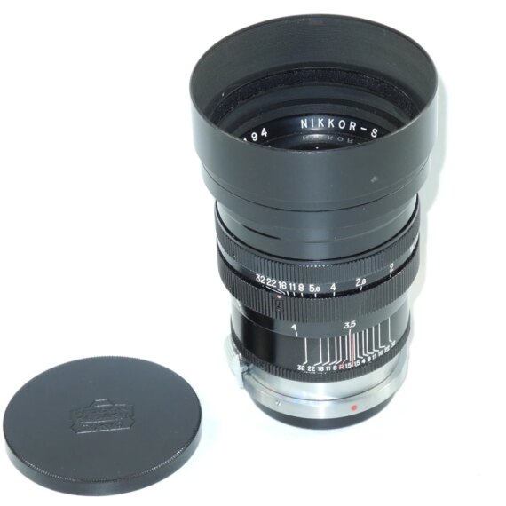 Nikon 8,5cm f1,5 Nikkor-S-C Black Rangefinder "C"lens with hood,caps & finder,case Nice Mint- /sold