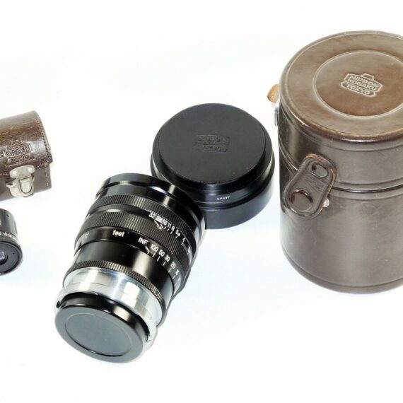 Nikon 8,5cm f1,5 Nikkor-S-C Black Rangefinder "C"lens with hood,caps & finder,case Nice Mint- /sold