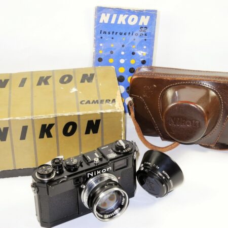 Nikon S2 Original black camera set W/ 50mm black lens Original box,case,manual,hood,caps Ex++ RARE /SOLD