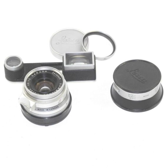 Leica Summicron 35mm 8 Element F2 Lens W/Goggles & Irooa hood,box,caps Nice Ex++