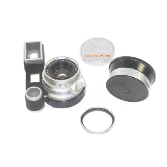 Leica Summicron 35mm 8 Element F2 Lens W/Goggles & Irooa hood,box,caps Nice Ex++