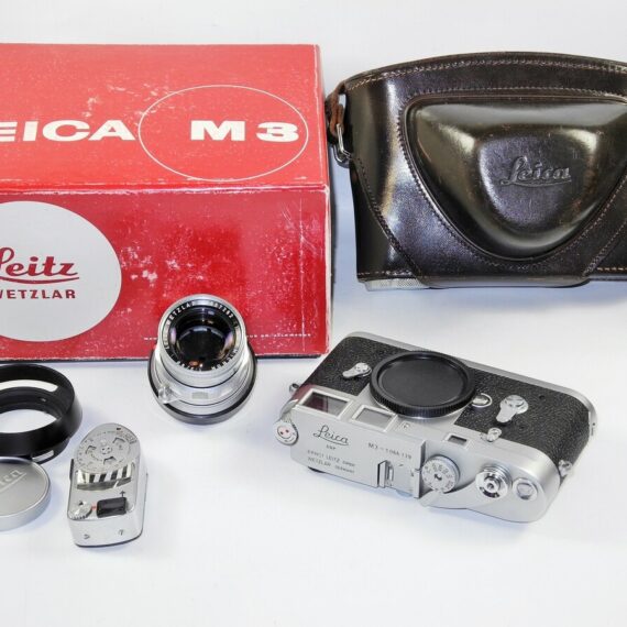 Leica M3 Chrome S.Stroke camera  W/Leica 50/2 Rigid Summicron W/hood,caps,case, MR meter, box Ex++/Mint-/ Free shipping (USA)