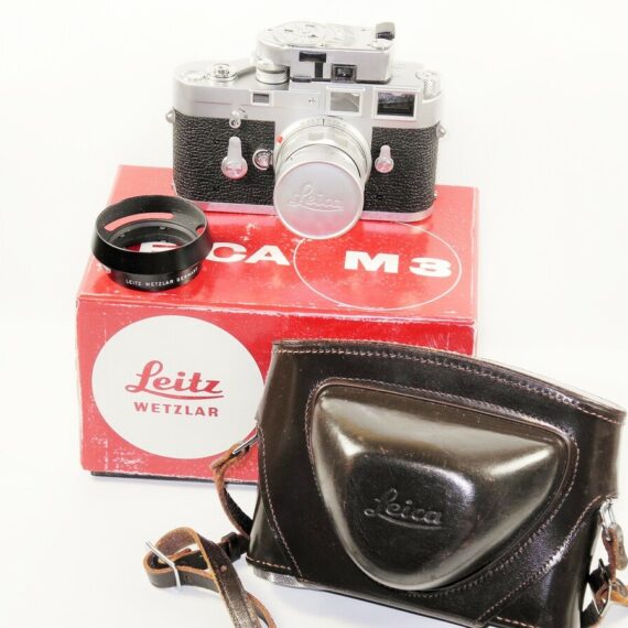 Leica M3 Chrome S.Stroke camera  W/Leica 50/2 Rigid Summicron W/hood,caps,case, MR meter, box Ex++/Mint-/ Free shipping (USA)