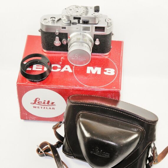 Leica M3 Chrome S.Stroke camera  W/Leica 50/2 Rigid Summicron W/hood,caps,case, MR meter, box Ex++/Mint-/ Free shipping (USA)