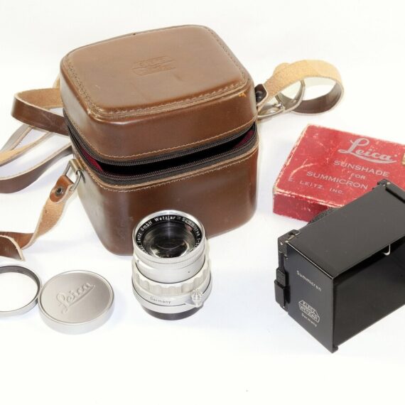 Leica 5cm f2 Summicron Rigid LTM lens Sold With Leica hood,case,filter,caps & lens case Ex++/M- RARE- SOLD