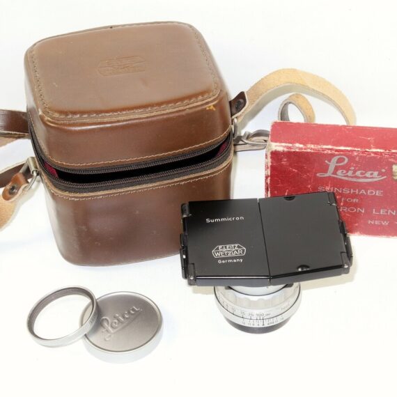 Leica 5cm f2 Summicron Rigid LTM lens Sold With Leica hood,case,filter,caps & lens case Ex++/M- RARE- SOLD