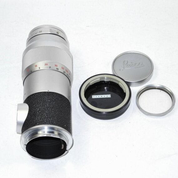 Leica 135/4 Elmar chrome  With Leica E39 SL filter Ex++