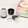 Leica 90/2,8 Tele-Elmarit  "Fat" chrome lens with filter,caps,hood,box Mint-