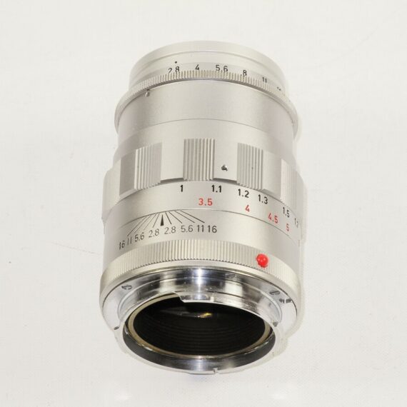 Leica 90/2,8 Tele-Elmarit  "Fat" chrome lens with filter,caps,hood,box Mint-