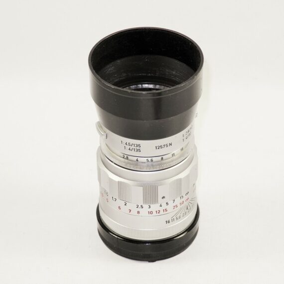 Leica 90/2,8 Tele-Elmarit  "Fat" chrome lens with filter,caps,hood,box Mint-