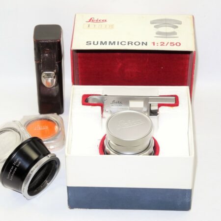 Leica 50/2 Summicron Dual Range with Box,Eyes,Filters,caps  & Hood Mint- / SOLD
