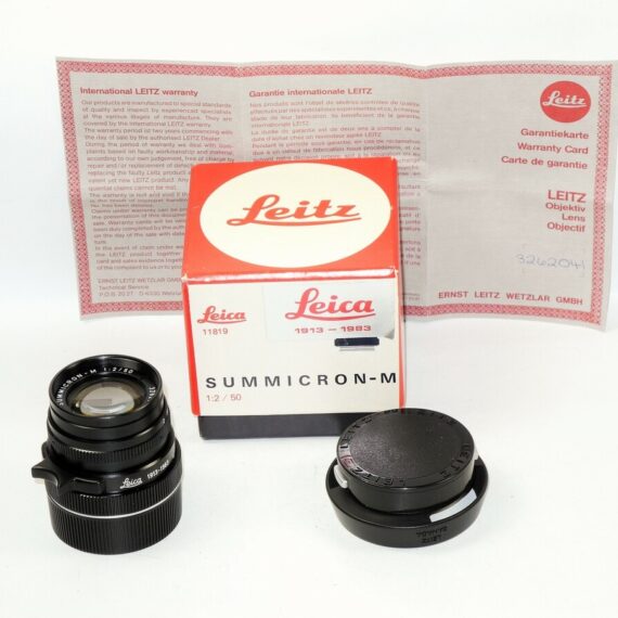 LEICA LEITZ 50MM SUMMICRON-M F2 70 JAHRE 1913-1983 BLACK 11819 LENS +BOX! MINT-  / SOLD