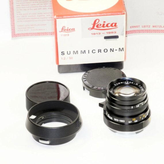 LEICA LEITZ 50MM SUMMICRON-M F2 70 JAHRE 1913-1983 BLACK 11819 LENS +BOX! MINT-  / SOLD