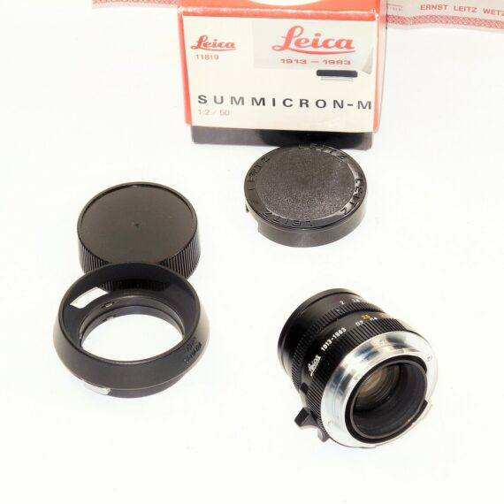 LEICA LEITZ 50MM SUMMICRON-M F2 70 JAHRE 1913-1983 BLACK 11819 LENS +BOX! MINT-  / SOLD