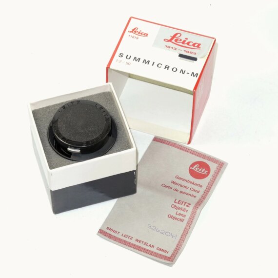 LEICA LEITZ 50MM SUMMICRON-M F2 70 JAHRE 1913-1983 BLACK 11819 LENS +BOX! MINT-  / SOLD