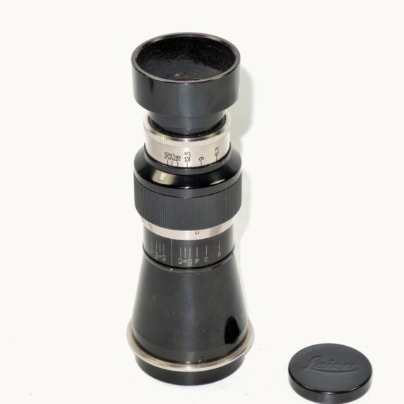 Leica 10,5cm f6,3 "Mountain Elmar" Black Nickel Finish complete with original  hood & caps Ex++/Mint- Nice