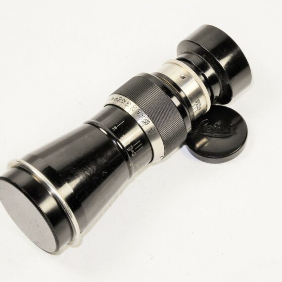 Leica 10,5cm f6,3 "Mountain Elmar" Black Nickel Finish complete with original  hood & caps Ex++/Mint- Nice
