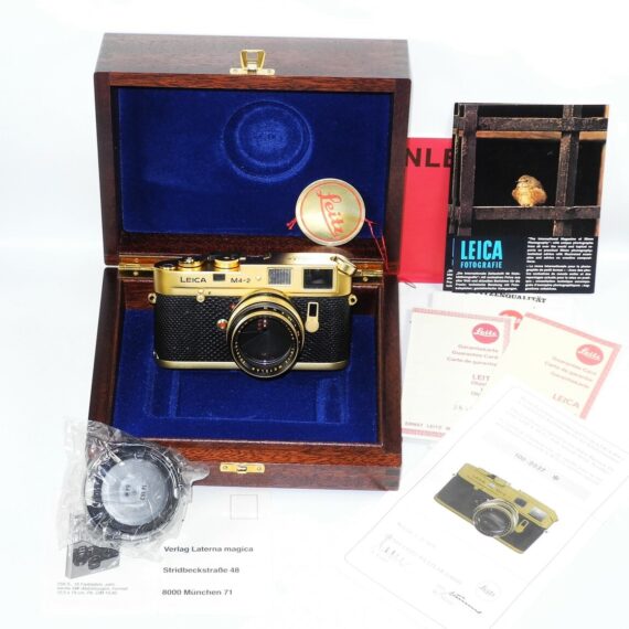 Leica M4-2 W/ Leica 50mm f:1.4 Summilux lens  Gold 100 JAHRE OSKAR BARNACK Edition W/box,cards,hood,caps,Mint/LN- / SOLD