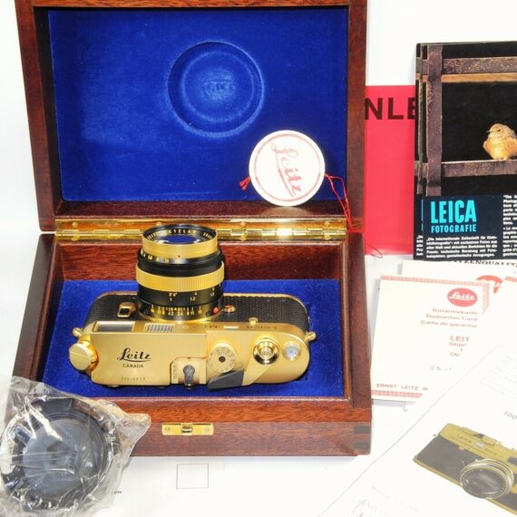 Leica M4-2 W/ Leica 50mm f:1.4 Summilux lens  Gold 100 JAHRE OSKAR BARNACK Edition W/box,cards,hood,caps,Mint/LN- / SOLD