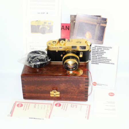 Leica M4-2 W/ Leica 50mm f:1.4 Summilux lens  Gold 100 JAHRE OSKAR BARNACK Edition W/box,cards,hood,caps,Mint/LN- / SOLD