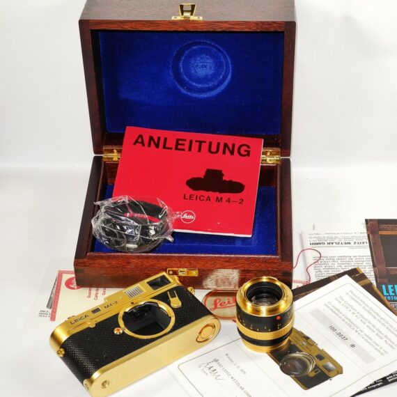 Leica M4-2 W/ Leica 50mm f:1.4 Summilux lens  Gold 100 JAHRE OSKAR BARNACK Edition W/box,cards,hood,caps,Mint/LN- / SOLD