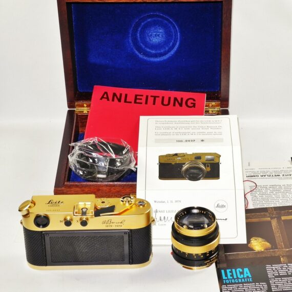 Leica M4-2 W/ Leica 50mm f:1.4 Summilux lens  Gold 100 JAHRE OSKAR BARNACK Edition W/box,cards,hood,caps,Mint/LN- / SOLD