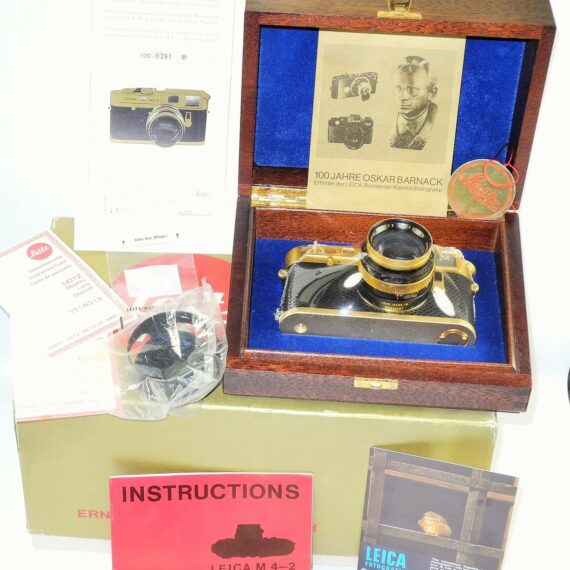 Leica M4-2 W/ Leica 50mm f:1.4 Summilux lens Gold 100 JAHRE OSKAR BARNACK Edition W/box,cards,hood,caps,LN/- SOLD