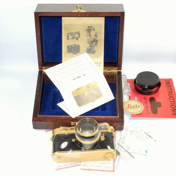 Leica M4-2 W/ Leica 50mm f:1.4 Summilux lens Gold 100 JAHRE OSKAR BARNACK Edition W/box,cards,hood,caps,LN/- SOLD