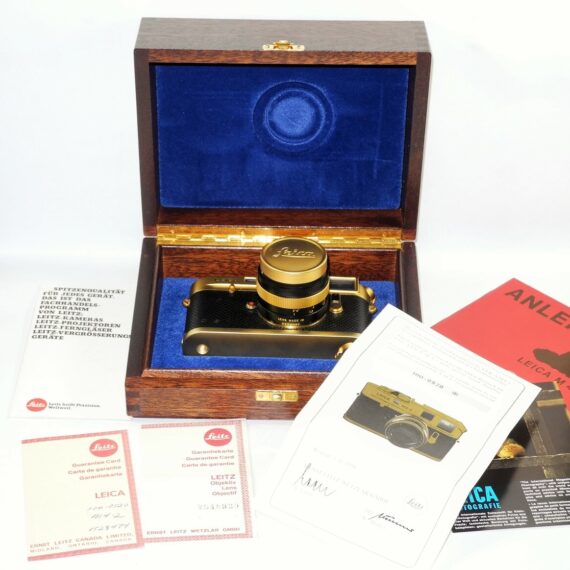 Leica M4-2 Gold 100 JAHRE OSKAR BARNACK Edition W/ Leica 50mm f:1.4 Summilux lens Set #100-0520 W/box,cards,caps, Mint- / SOLD
