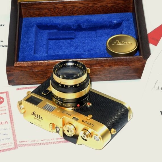 Leica M4-2 Gold 100 JAHRE OSKAR BARNACK Edition W/ Leica 50mm f:1.4 Summilux lens Set #100-0520 W/box,cards,caps, Mint- / SOLD