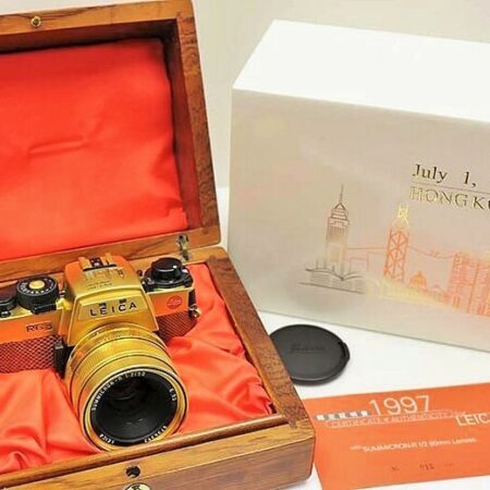 LEICA R6.2 Gold “July 1, 1997 Hong Kong” commemorative Set with Summicron-R 50mm f/2 lens W/Box,case ,papers LN- /Free Shipping