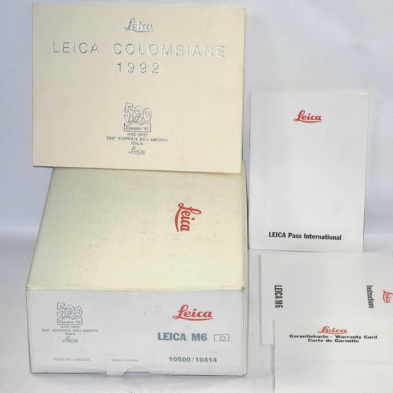 Leica M6 Colombo 1992 Special 500th Anniversary Edition rangefinder camera (only) /Box ,cards LN- / SOLD
