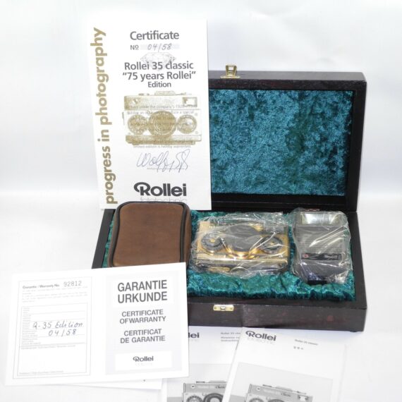 Rollei 35 Classic Gold 75th anniversary 1920-1995 W.Box,manual.cap,flash L.NEW / RARE / SOLD