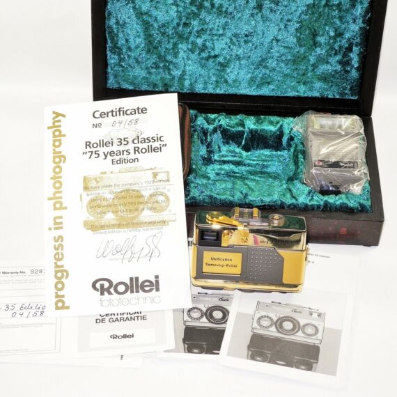 Rollei 35 Classic Gold 75th anniversary 1920-1995 W.Box,manual.cap,flash L.NEW / RARE / SOLD