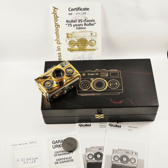 Rollei 35 Classic Gold 75th anniversary 1920-1995 W.Box,manual.cap