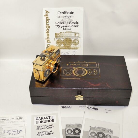 Rollei 35 Classic Gold 75th anniversary 1920-1995 W.Box,manual.cap,flash L.NEW / RARE / SOLD