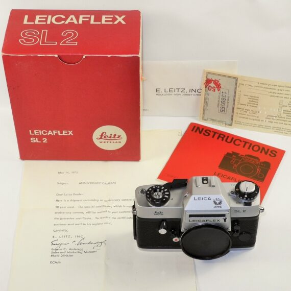 Leica Leicaflex SL2 "50 Jahre" Anniversary chrome camera w/Box,cards M/LN- / SOLD