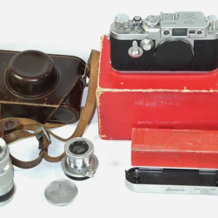 Leica IIIg camera set With 50/3,5 Red scale Elmar & 90mm f4 Elmar  Leica Case,Box,caps,hood Ex++/M- / Free shipping (USA)