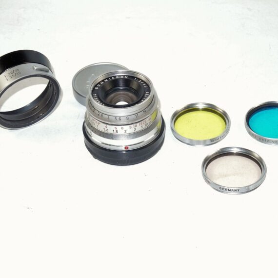 Leica 35/2 Summicron Chrome First Version With Leica Filters , Leica IROOA hood Mint- RARE /SOLD
