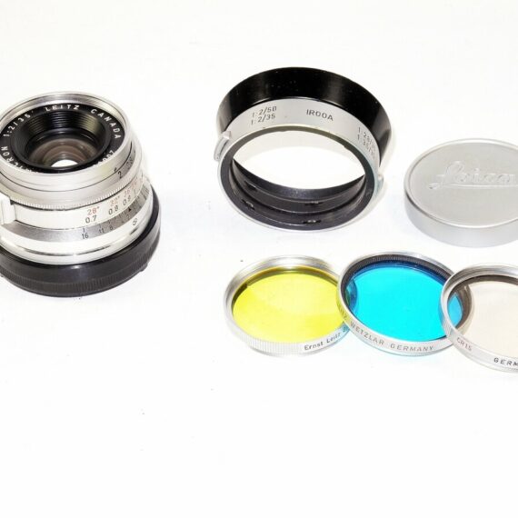 Leica 35/2 Summicron Chrome First Version With Leica Filters , Leica IROOA hood Mint- RARE /SOLD