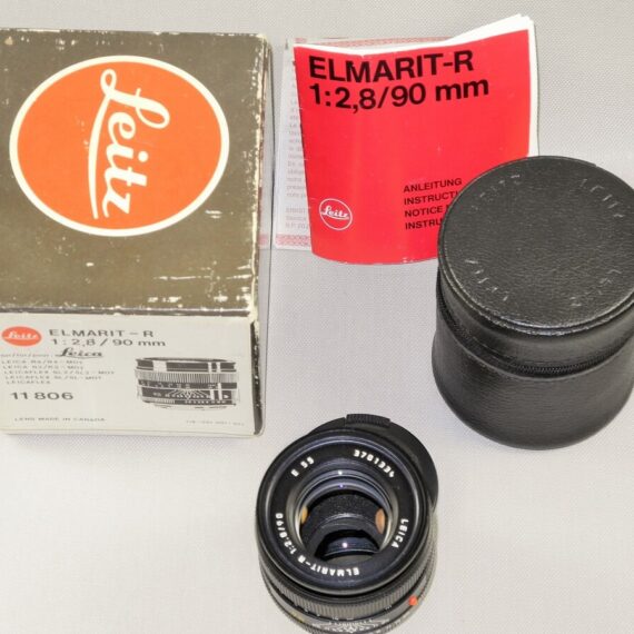 Leica 90/2,8 Elmarit-R (E55) 3rd cam Cat# 11806 with Leica box, caps, manual, cards Mint- /  free shipping (USA)