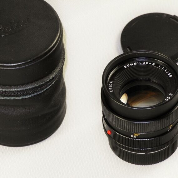 Leica 50/1,4 Summilux-R ( E55) Built in hood version Cat #11777 W/Caps and Case Mint- / WANTED