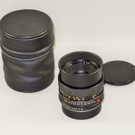 Leica 50/1,4 Summilux-R ( E55) Built in hood version Cat #11777 W/Caps and Case Mint- / WANTED