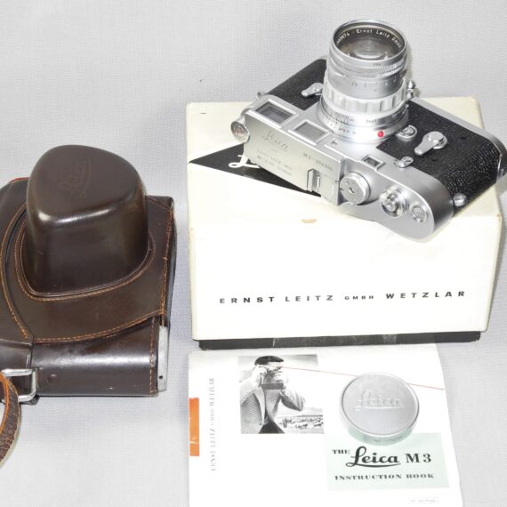 Leica M3 Chrome Single Stroke camera with Leica 50/2 Rigid Summicron in box,case & manual Mint- / SOLD