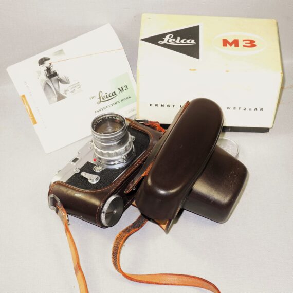 Leica M3 Chrome Single Stroke camera with Leica 50/2 Rigid Summicron in box,case & manual Mint- / SOLD