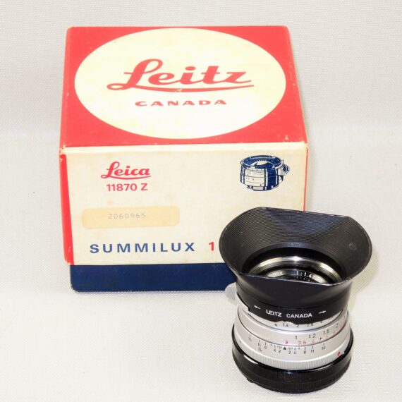 Leica 35mm f1,4 Summilux-M Silver 1st Type RARE lens W.12522 H / OLLUX black Hood Sold with Leica Original box, caps Ex++/M-