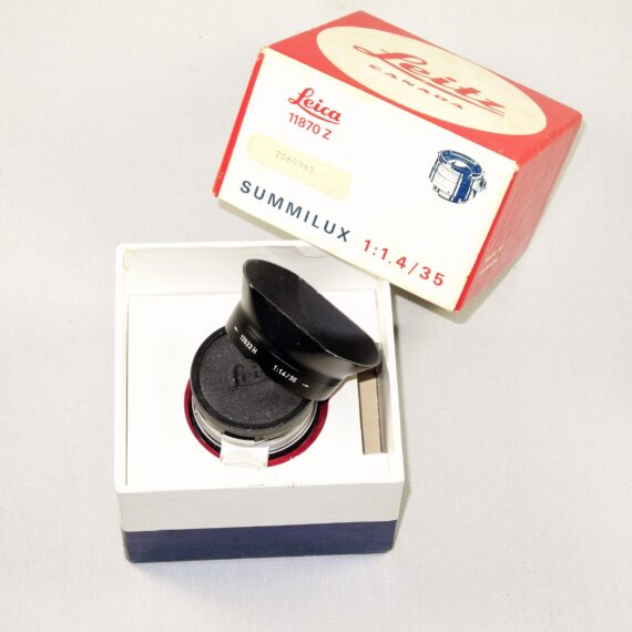 Leica 35mm f1,4 Summilux-M Silver 1st Type RARE lens W.12522 H / OLLUX black Hood Sold with Leica Original box, caps Ex++/M-