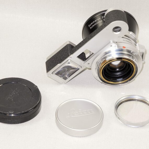 Leica M3 Single Stroke chrome late camera W/4 x Leica chrome lenses, hoods, filters, boxes, cases Nice Complete Mint- outfit / SOLD